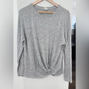 a new day Heather Gray Long-Sleeve Knit Top with Front Knot